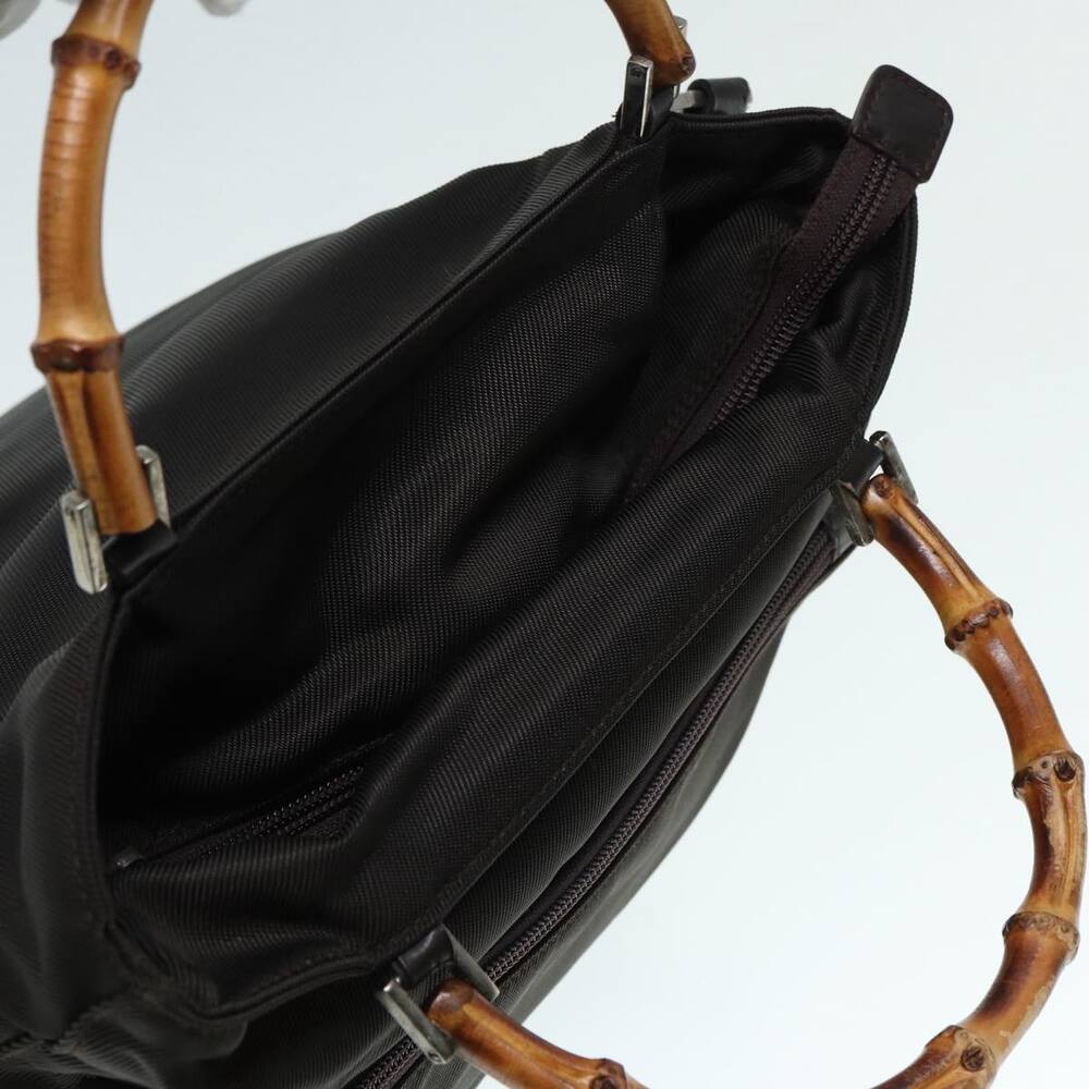 GUCCI Bamboo Handbag Nylon Khaki - Picture 6 of 13